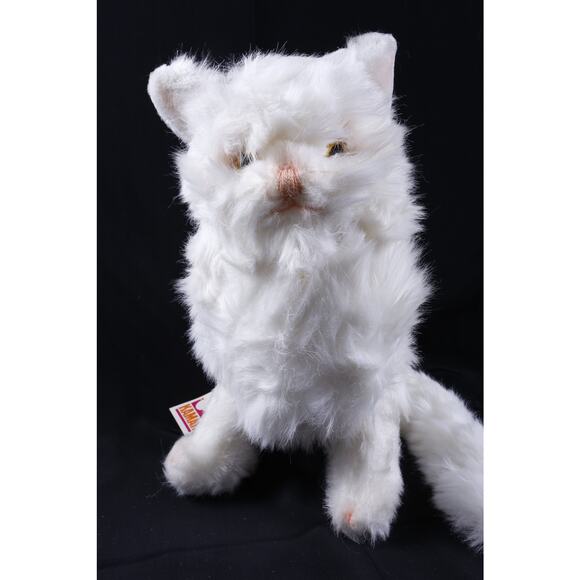 Kamar Rare Prototype Sample OOAK hand made White Sitting Cat Long Fur